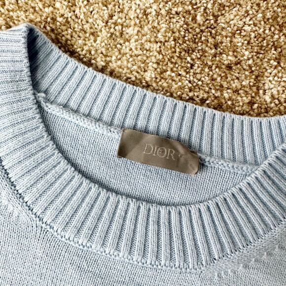 Christian Dior X Air Jordan Collab S/S 2020 Air Dior Cashmere Blend Blue Sweater - Picture 3 of 5